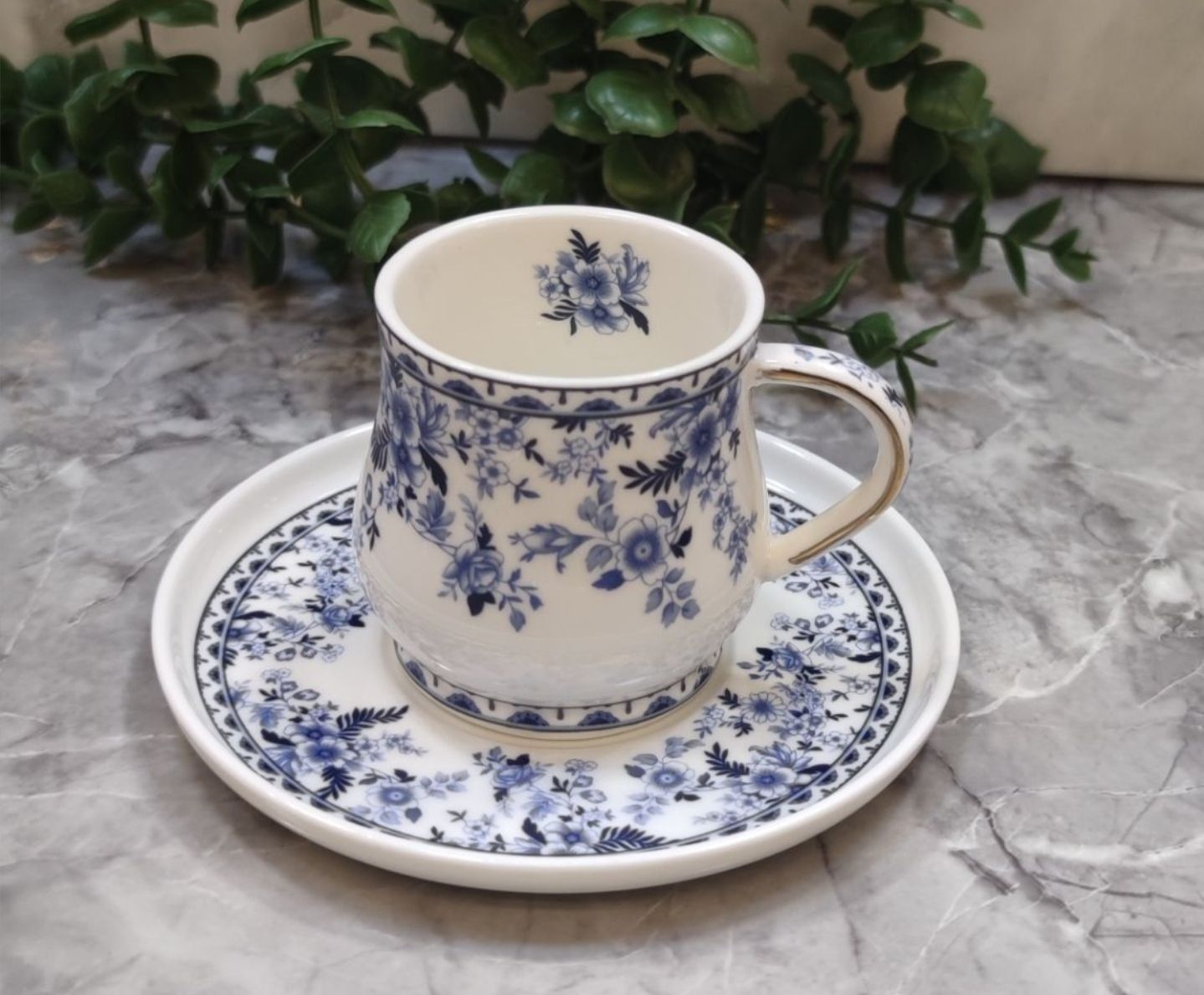 قهوه خوری چینی قلم آبی ۶ عددی جعبه کادویی