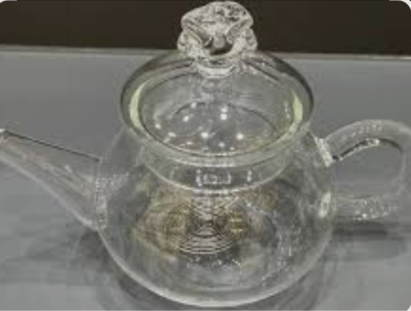 قوری زعفران پیرکس گل شیشه ای